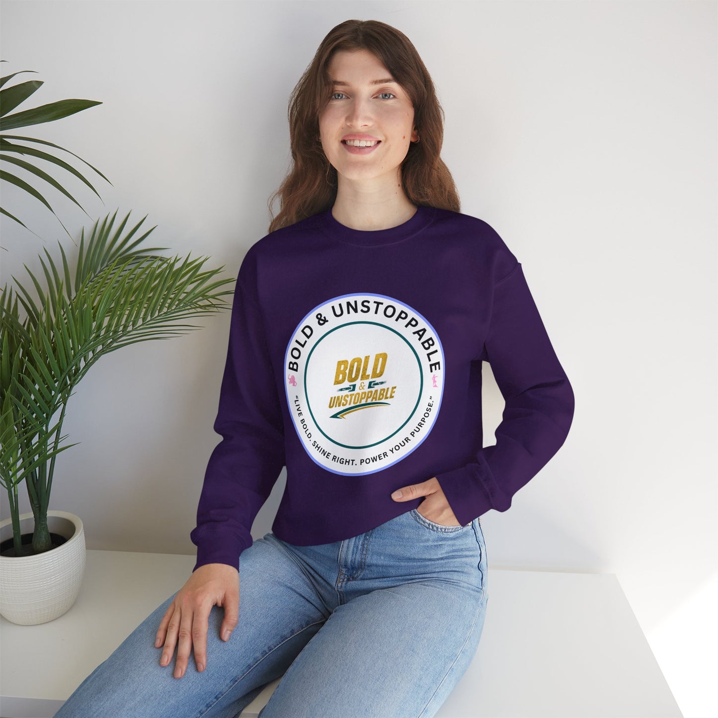 Bold & Unstoppable Crewneck Sweatshirt — Inspirational Graphic Pullover