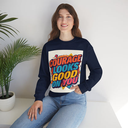 Courage Looks Good On You Sweatshirt — Inspirational Graphic Crewneck