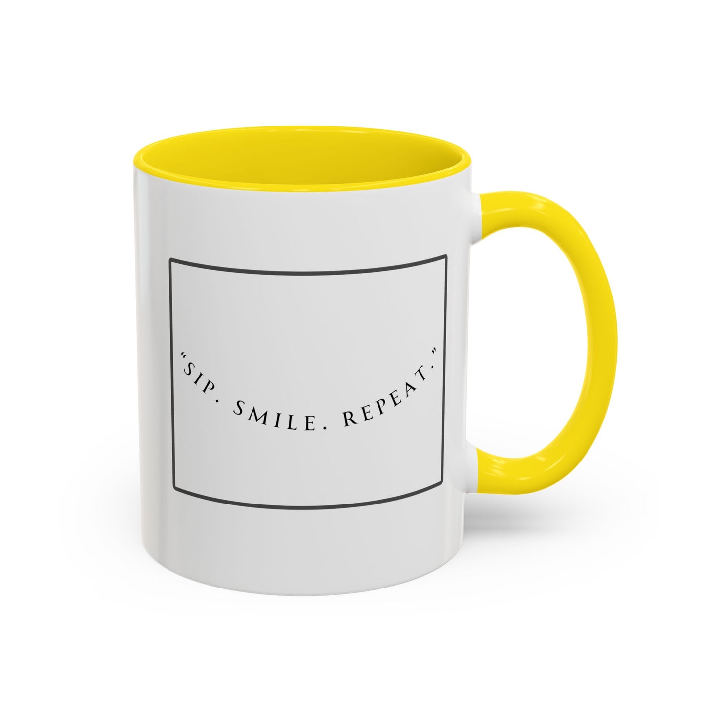 Sip, Smile, Repeat Coffee Mug — Accent Black-Handle 11/15oz