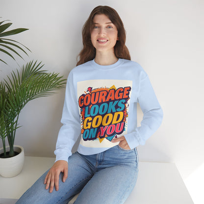 Courage Looks Good On You Sweatshirt — Inspirational Graphic Crewneck