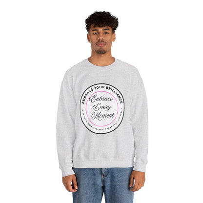 Crewneck Sweatshirt — "Embrace Every Moment" Inspirational Circle Design for Men's