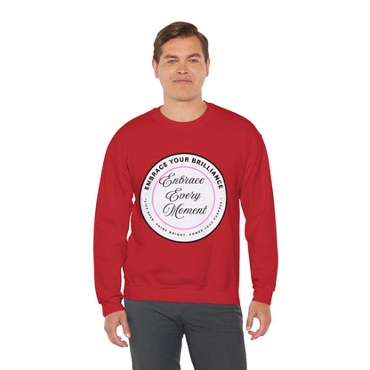 Crewneck Sweatshirt — "Embrace Every Moment" Inspirational Circle Design for Men's