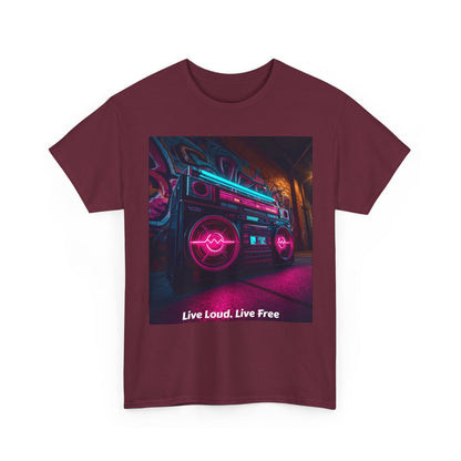 Vintage Neon Car Tee — "Live Loud. Live Free" Retro Streetwear Shirt