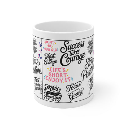 Motivational Quotes Mug — 'Success Takes Courage' Inspirational Coffee Cup
