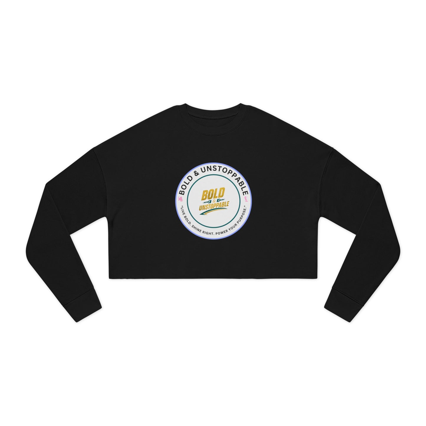 Cropped Sweatshirt — Pink Retro 'Love' Badge Graphic