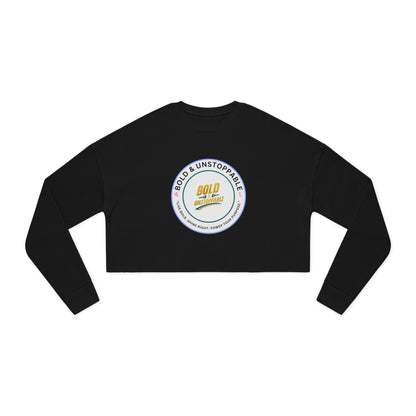 Cropped Sweatshirt — Pink Retro 'Love' Badge Graphic