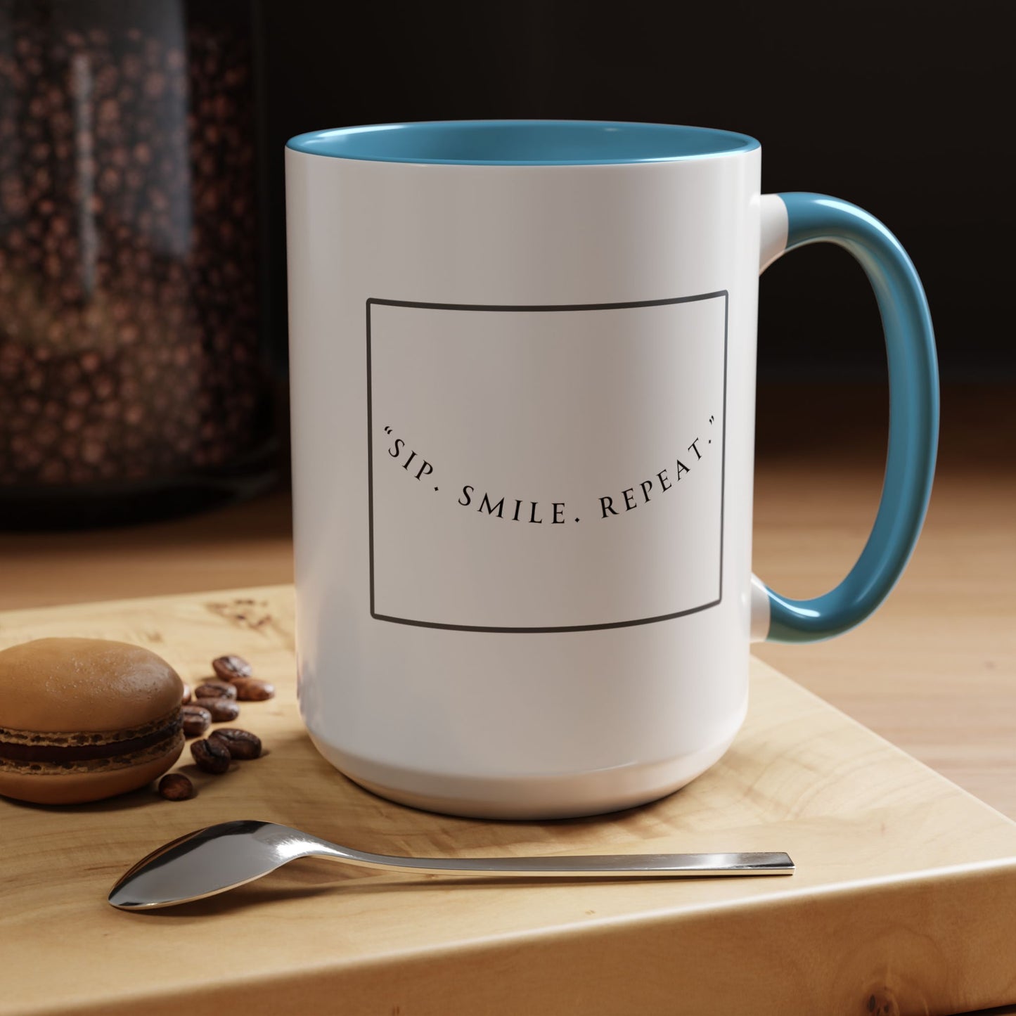 Sip, Smile, Repeat Coffee Mug — Accent Black-Handle 11/15oz