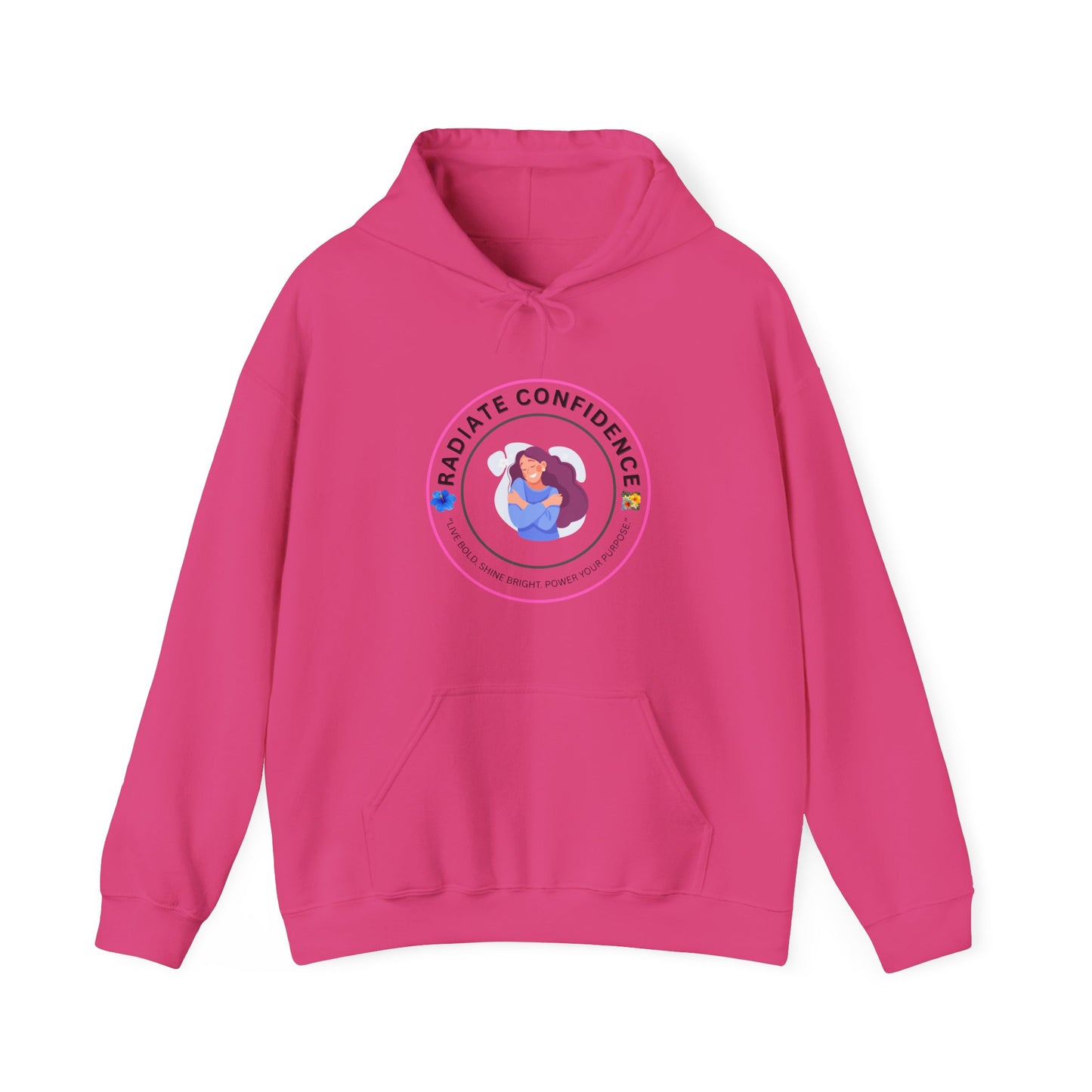 Radiate Confidence Hoodie — Feminine Self-Love Graphic Sweatshirt