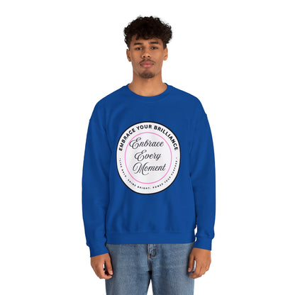 Crewneck Sweatshirt — "Embrace Every Moment" Inspirational Circle Design for Men's